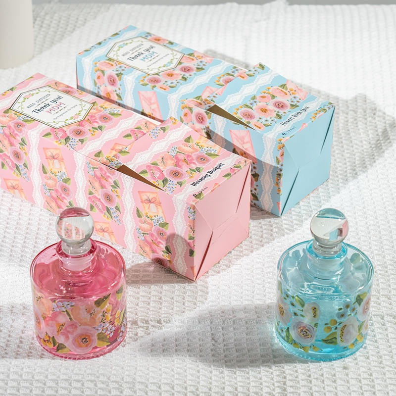 মাদারডে মার্জিত বৃত্তাকার কাচের বোতল রিড ডিফিউজার