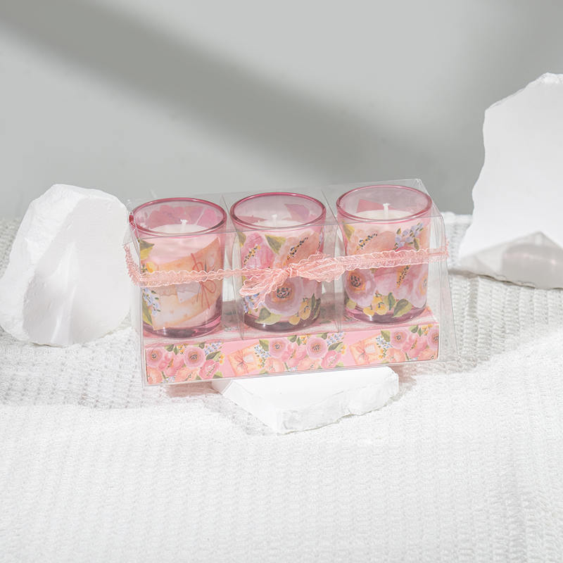 মাদার ডে ক্লাসিক ছোট বৃত্তাকার কাচের কাপ সুগন্ধযুক্ত মোমবাতি 3PCS সেট-ইকো সয়া মোমবাতি প্রস্তুতকারক