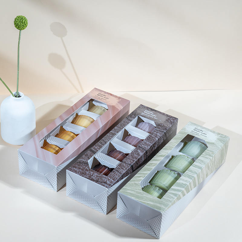 4টি উল্লম্ব ডোরাকাটা ছোট বামন কাচের মোমবাতি কাপের সেট