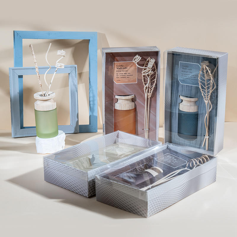 উচ্চ নলাকার কাচের ফ্লাস্ক প্রিমিয়াম রিড ডিফিউজার কাঠের স্টিক-সুগন্ধ ডিফিউজার বিক্রেতার সাথে