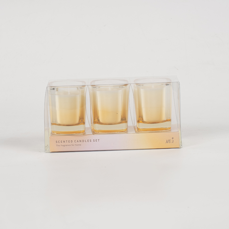 গ্রেডিয়েন্ট রঙ সহ 3 পিসি বর্গাকার মোমবাতি সেট