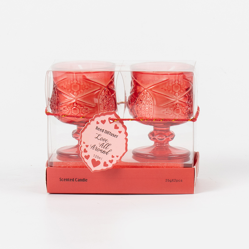 ভ্যালেন্টাইন ক্লাসিক স্টাইলিশ কাপ সুগন্ধযুক্ত মোমবাতি 2PCS সেট-ওগ্রানিক ইকো সয়া মোম মোমবাতি সেট প্রস্তুতকারক
