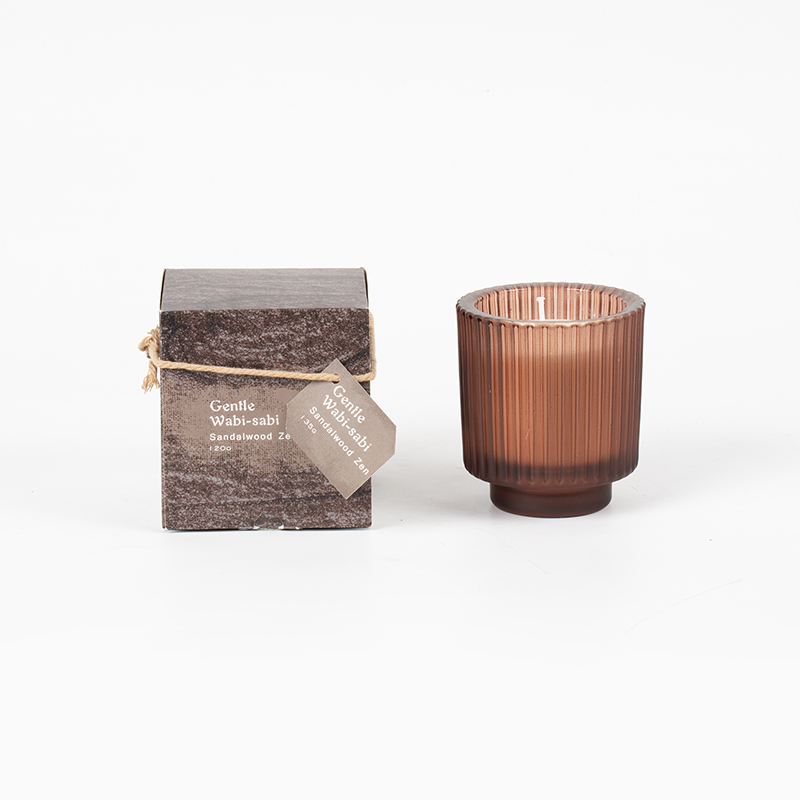 বৃত্তাকার কাচের মোমবাতির কাপ উল্লম্ব স্ট্রাইপ সুগন্ধযুক্ত মোমবাতি-ইকো সয়া মোম মোমবাতি বিক্রেতা